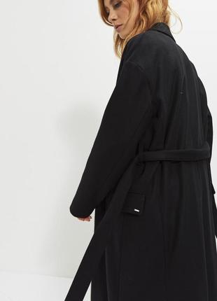 Новое пальто халат ikks франция 100% шерсть на запах чёрное оверсайз жакет бойфрендз кардиган8 фото