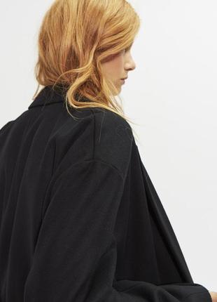 Новое пальто халат ikks франция 100% шерсть на запах чёрное оверсайз жакет бойфрендз кардиган9 фото