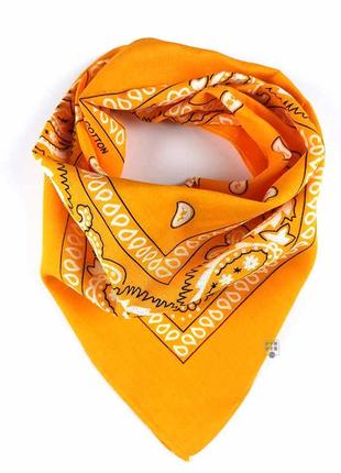 Бандана маленький платок повязка хлопок платок на голову шею лицо руку пейсли оранжевый новая3 фото
