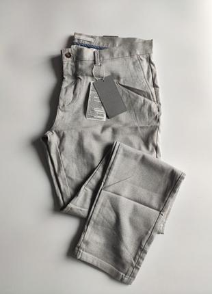 Брюки zara slim fit 44 eu light grey creme3 фото