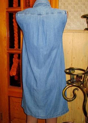 Джинсовое платье-рубашка, без рукавов3 фото