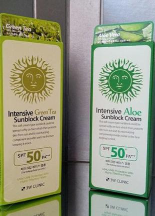 3w clinic intensive uv aloe sunblock cream 70ml spf50 sun block санблок алоэ солнцезащитный крем6 фото