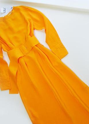 Оригінальне жовте плаття міді zara2 фото