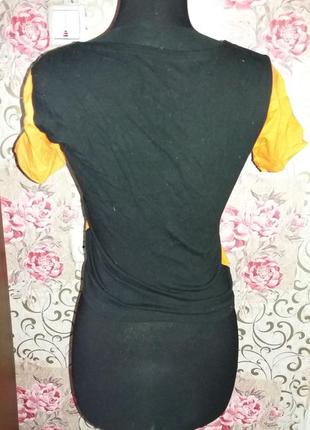Женская молодёжная футболка черная с оранжевым 42-44 хлопок, б.у.3 фото