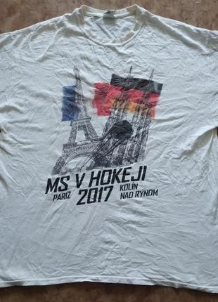 Футболка коллекционная чемпионат по хоккею кельн париж 2017 надинам. дефект пятна (не стирал). 
длина 75 см
ширина 60 см
бренд gildan