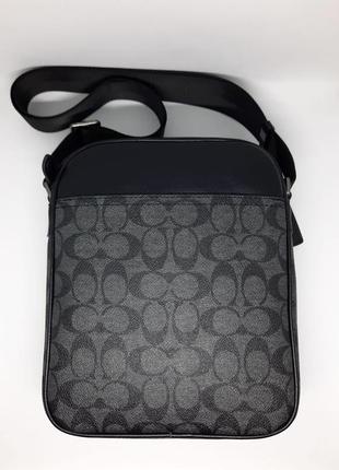 Мужская черная сумка, темно серая coach.мужская сумка натуральная кожа, канва. подарок мужчине на день рождения6 фото