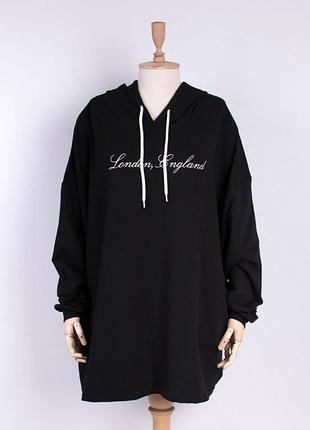 Стильное чёрное худи кофта оверсайз модная