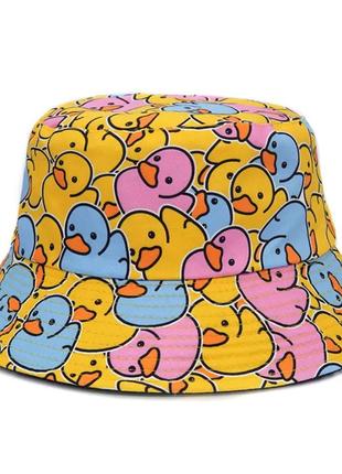 Панама двостороння різнобарвна каченя (duck, кря-кря, качка, качочка), унісекс wuke one size