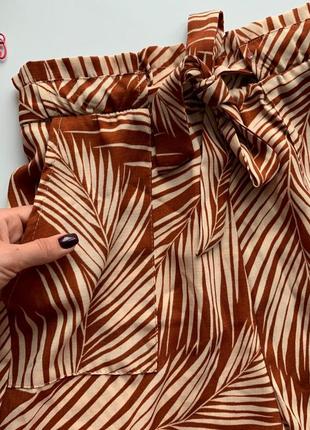 🩳стильные коричневые шорты с карманами/коричневые шорты с листьями/лёгкие короткие шорты🩳6 фото