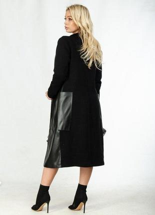 Женское весеннее стильное пальто на молнии из эко кожи с флисом  размеры 48-644 фото