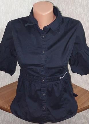 Стильная рубашка чёрного цвета приталенного кроя calvin klein jeans, молниеносная отправка 🚀