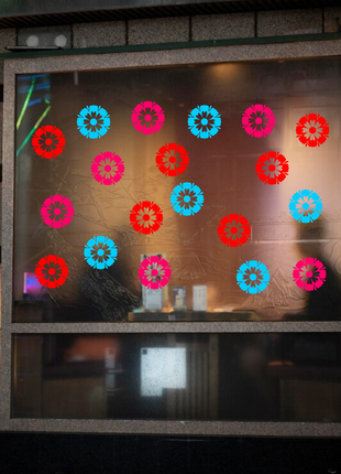 Наклейка вінілова інтер'єрна декор на вікно (вітрину, скло, дзеркало) "квіти. польові квіти"