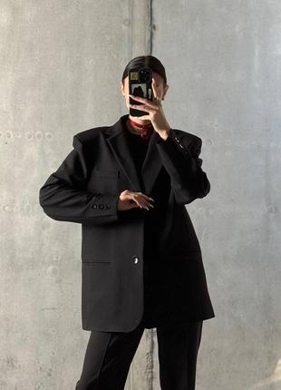 Жіночий стильний чорний піджак преміум якості1 фото
