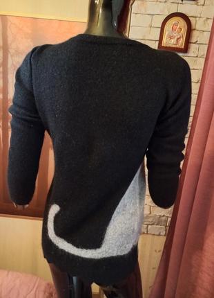 Ангоровый свитер теплый с котиком и бантиком в паетках5 фото