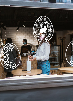 Наклейка вінілова інтер'єрна декор на вікно (вітрину, скло, дзеркало) "великодні яйця. крашанки"