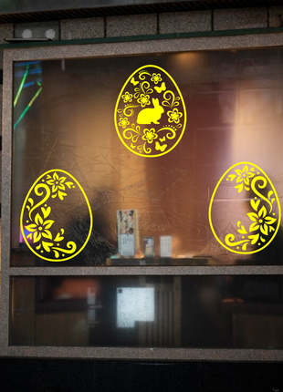 Наклейка вінілова інтер'єрна декор на вікно (вітрину, скло, дзеркало) "великодні яйця. крашанки"3 фото