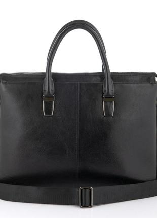 Шкіряна сумка для чоловіків чорного кольору marco coverna4 фото