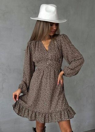 Принтована сукня міні софт ❤️ плаття коротке з довгими рукавами вільного крою