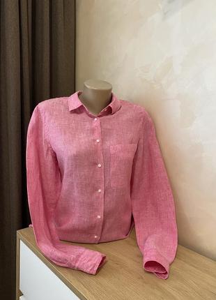 Сорочка льон рожева