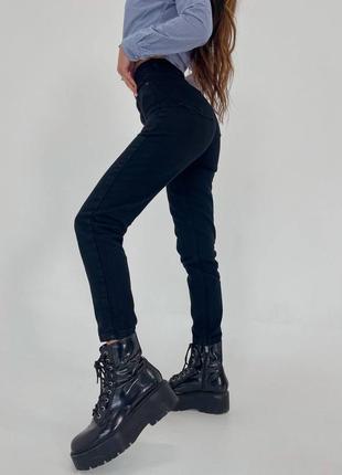 Жіерчі класичні джинси мом на високій посадці, прямі, труби, чорні, сірі, джинс котон, штани3 фото