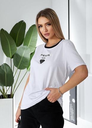 Женская футболка бренд prada прада жіноча футболка турція2 фото