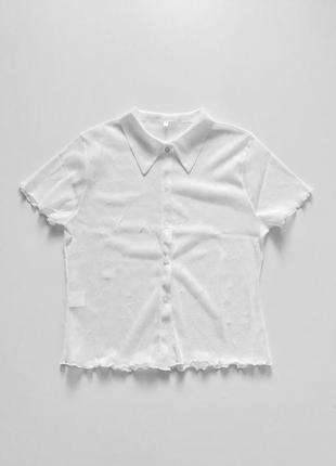 Лаконичная гипюровая рубашка блуза топ сетка