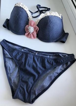 Купальник під джинс з мереживом calzedonia