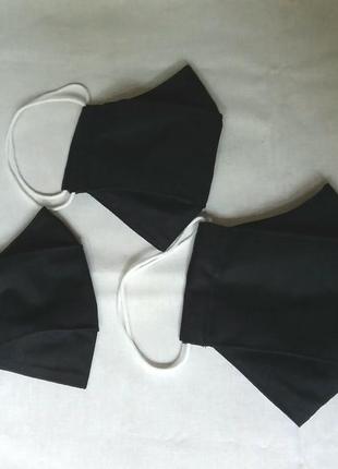 Маска черная тканевая двухслойный натуральный хлопок, бязь три размера