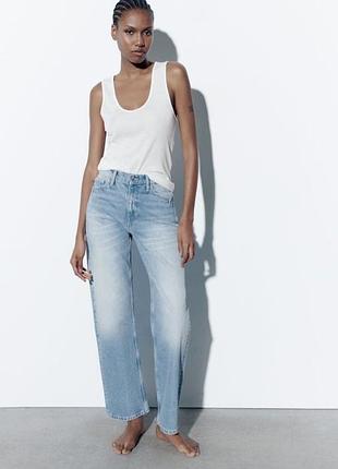 Джинсы zara barrel leg высокая посадка.