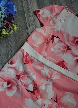 Красивое  розовое платье в цветы большой размер батал 50/522 фото