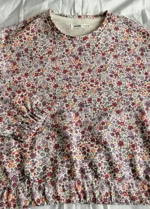 Свитер для девочки джемпер свитшот кофта цветочный принт весна