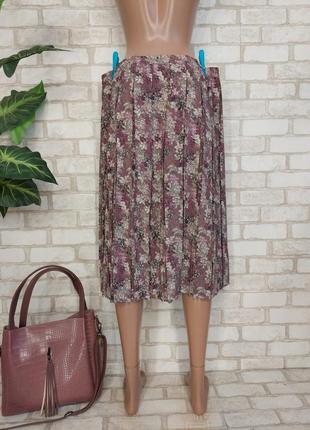 Фирменная bonmarche легкая летняя юбка миди в крупную плиссе в цветочный принт, размер 4-5 хл2 фото