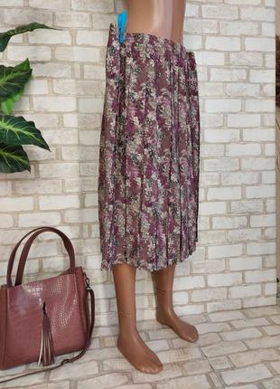Фирменная bonmarche легкая летняя юбка миди в крупную плиссе в цветочный принт, размер 4-5 хл3 фото