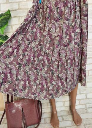 Фирменная bonmarche легкая летняя юбка миди в крупную плиссе в цветочный принт, размер 4-5 хл5 фото