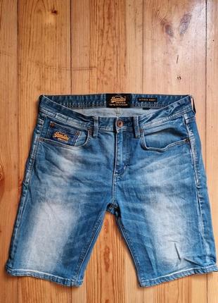 Брендові фірмові джинсові стрейчеві шорти superdry,оригінал,розмір 32.