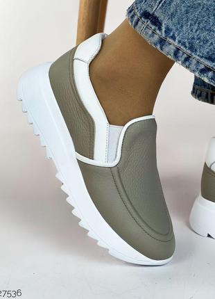 Натуральні стильні мокасини шкіра