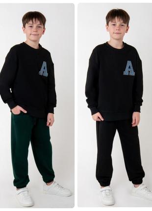 Базові підліткові спортивні штани двонитка,стильні спортивні штани для хлопчиків підлітків1 фото