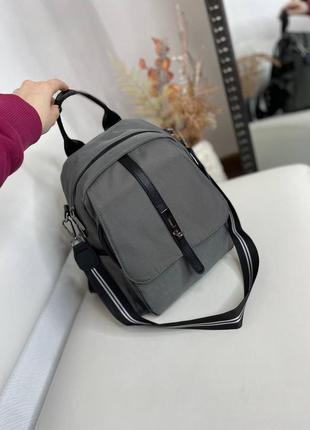 Женский шикарный и качественный рюкзак сумка для девушек серый текстиль1 фото