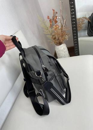 Женский шикарный и качественный рюкзак сумка для девушек серый текстиль2 фото