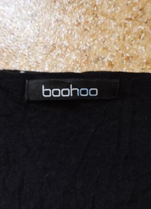 Boohoo, англия платье на запах черное в белые сердечки горошек, вискоза, рукав крылышки7 фото