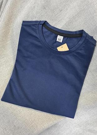 Мужская однотонная футболка, базовая футболка,  футболка феро, однотонная футболка стандартные и большие размеры батал, футболка , синяя футболка2 фото