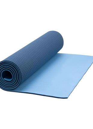 Килимок для йоги та фітнесу ivn 1830*610*6 мм tpe колір синьо-блакитний