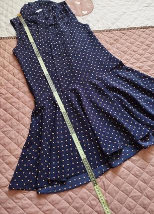Плаття mango xs синє в горох сукня сарафан літня вільного крою  з воланом8 фото