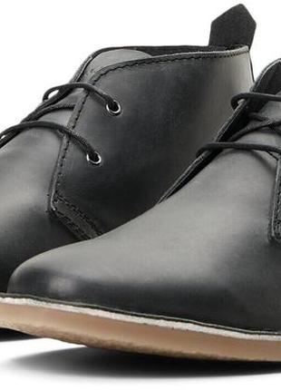 Чоловіче шкіряне взуття, черевики jack & jones чорного кольору, розмір 43, 45
