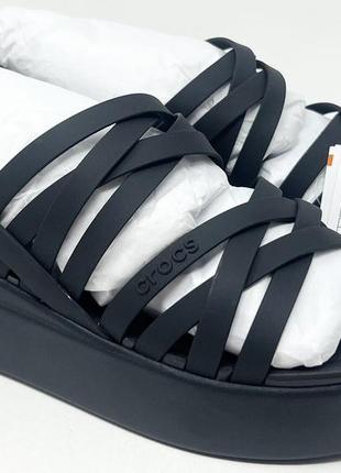 Крокс платформа босоніжки чорні crocs women´s brooklyn strappy low wedge black4 фото