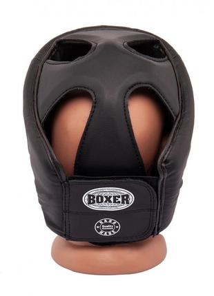 Шлем тренировочный каратэ boxer элит l кожвинил 0,8 мм черный2 фото