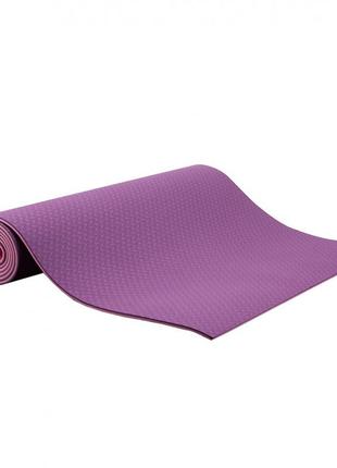 Килимок для йоги та фітнесу ivn 1830*610*6 мм tpe колір фіолетово-рожевий4 фото