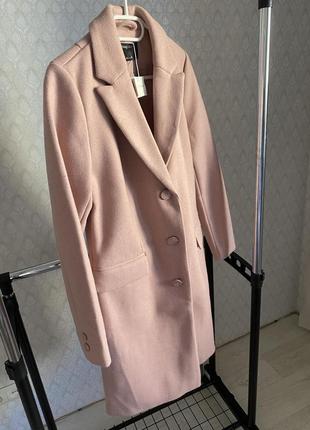 Тепле пальто пильно рожевого кольору пальто в стилі casual р.м10 фото