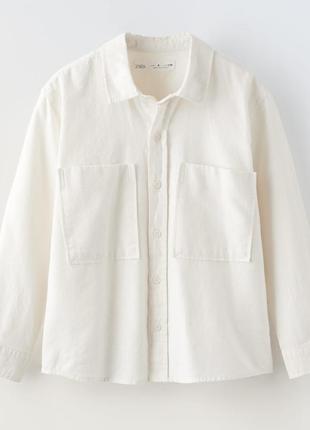 Рубашка zara с накладными карманами2 фото