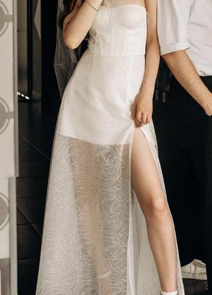 Сукня біла корсетна gepure xs8 фото